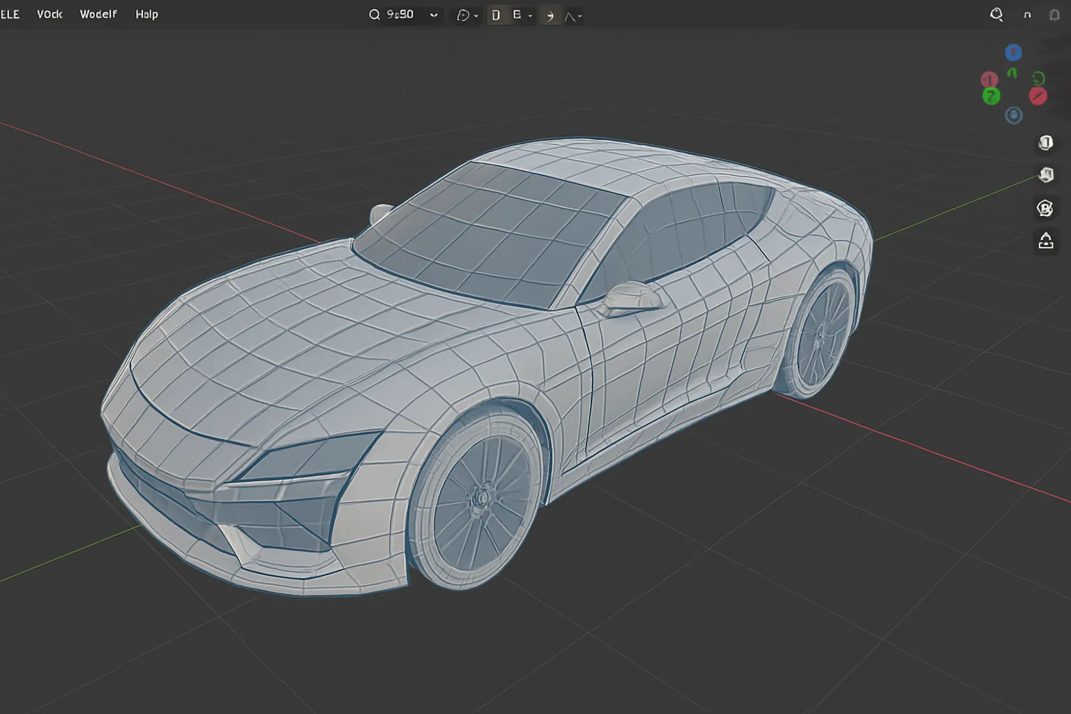 Modélisation polygonale d'un véhicule en maillage 3D