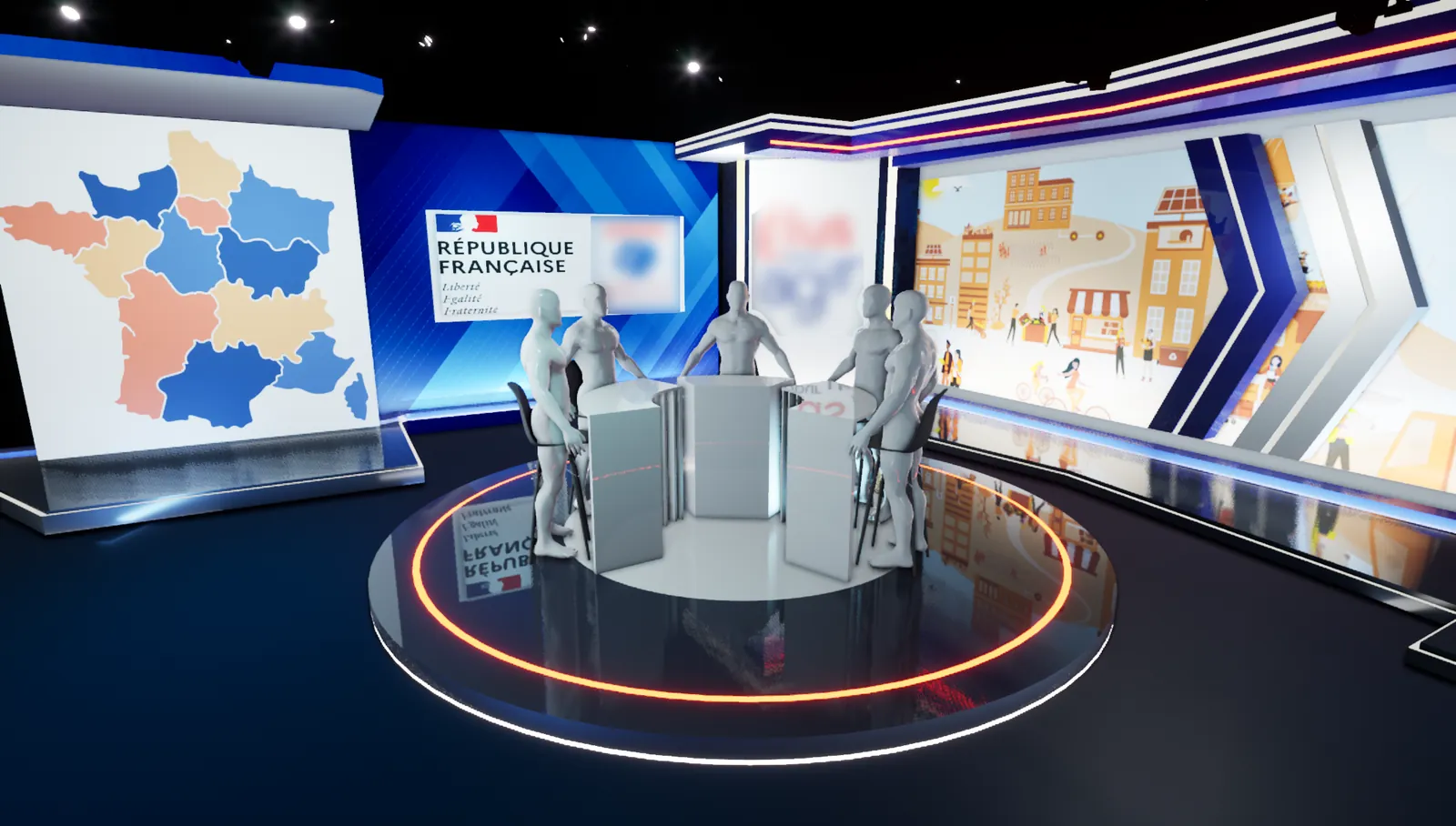 Plateau virtuel d'une soirée électorale pour une institution publique